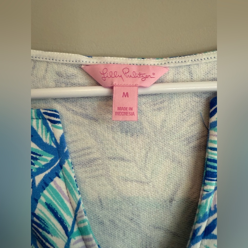 Lilly Pulitzer Harper Bennet Blue Lets Mango French Terry Stretch Shift Dress M - Picture 7 of 11